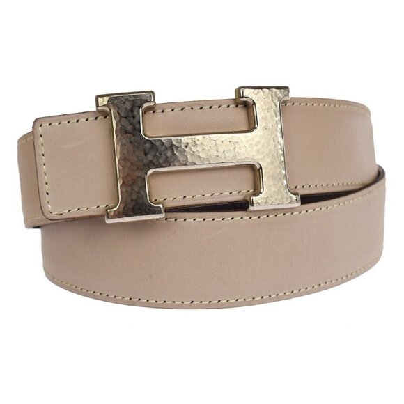 HERMES H Logo Constance Reversible Buckle Belt #80 Leather Gray Purple 77RH283 - Picture 1 of 11